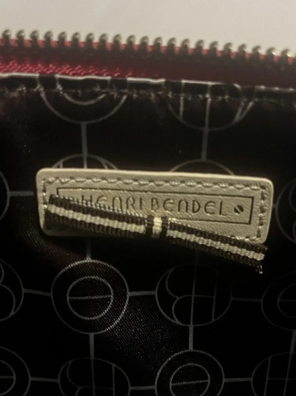 henri bendel Hot Pink Wristlet Clutch with Cream Stitching